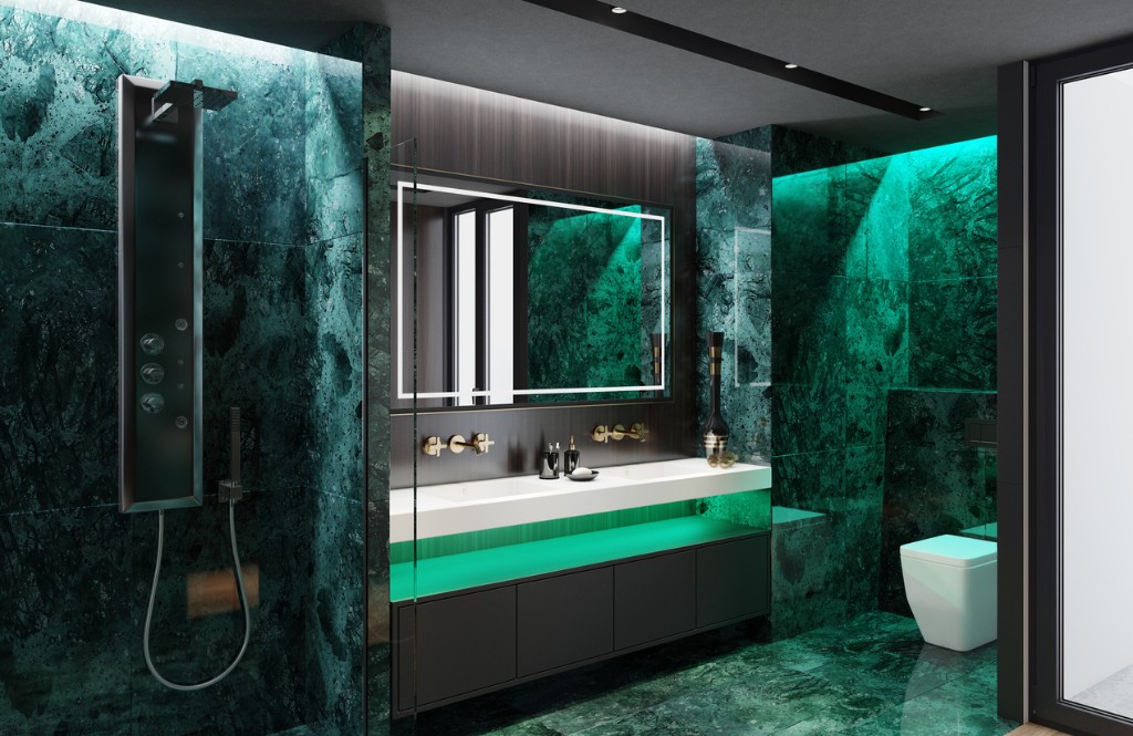 Modern luxury bathroom with high-end tiles