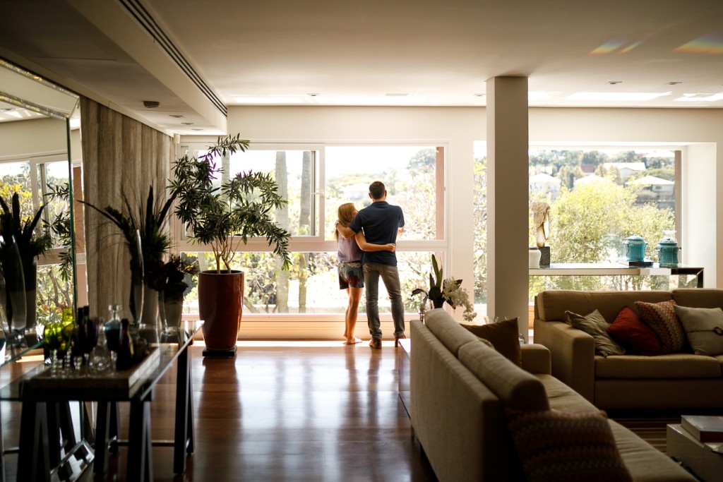 Couple appreciating their luxury home